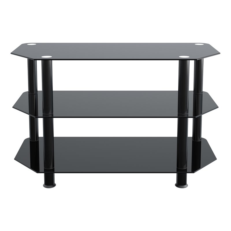 Pemberly Row Steel and Glass TV Stand for up to 42