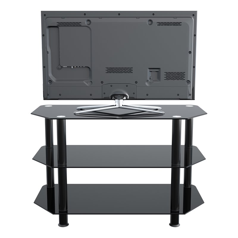 Pemberly Row Steel and Glass TV Stand for up to 42