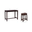 Pemberly Row Three Piece Counter Dining Set Faux Leather Seats in Brown Wood