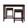 Pemberly Row Three Piece Counter Dining Set Faux Leather Seats in Brown Wood