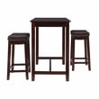 Pemberly Row Three Piece Counter Dining Set Faux Leather Seats in Brown Wood