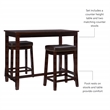 Pemberly Row Three Piece Counter Dining Set Faux Leather Seats in Brown Wood