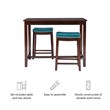 Pemberly Row Wood 3 Piece Counter Dining Set Blue Faux Leather in Brown Stain