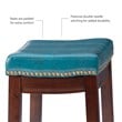 Pemberly Row Wood 3 Piece Counter Dining Set Blue Faux Leather in Brown Stain