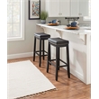 Pemberly Row Wood Set of Two Bar Stools Faux Leather Seats in Black