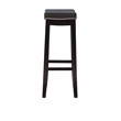 Pemberly Row Wood Set of Two Bar Stools Faux Leather Seats in Black