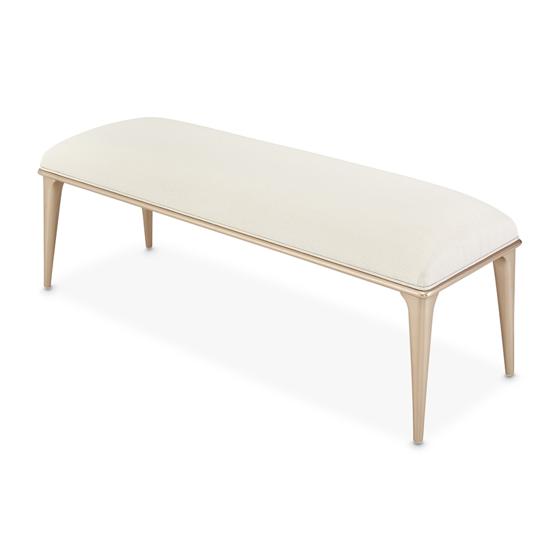 Pemberly Row Contemporary Bed Bench in Champagne Ivory/Chardonnay