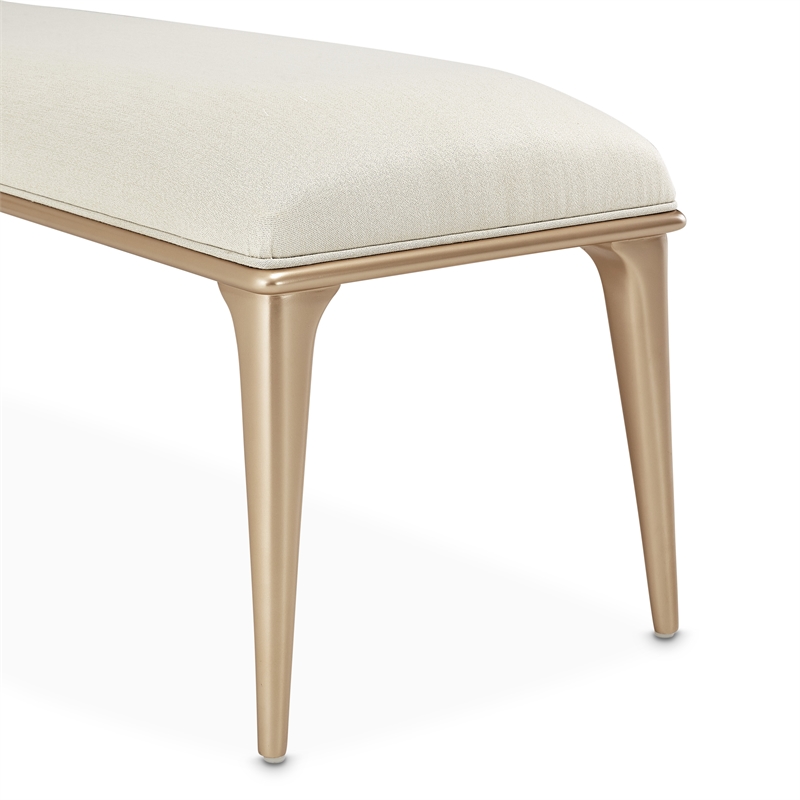 Pemberly Row Contemporary Bed Bench in Champagne Ivory/Chardonnay