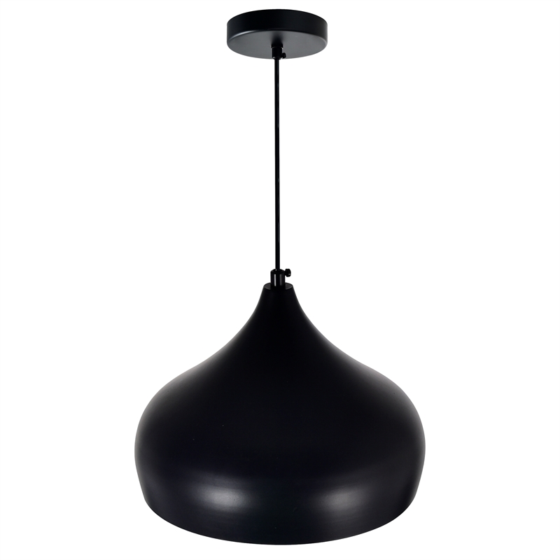 Pemberly Row 1 Light Contemporary Metal Down Pendant in Black