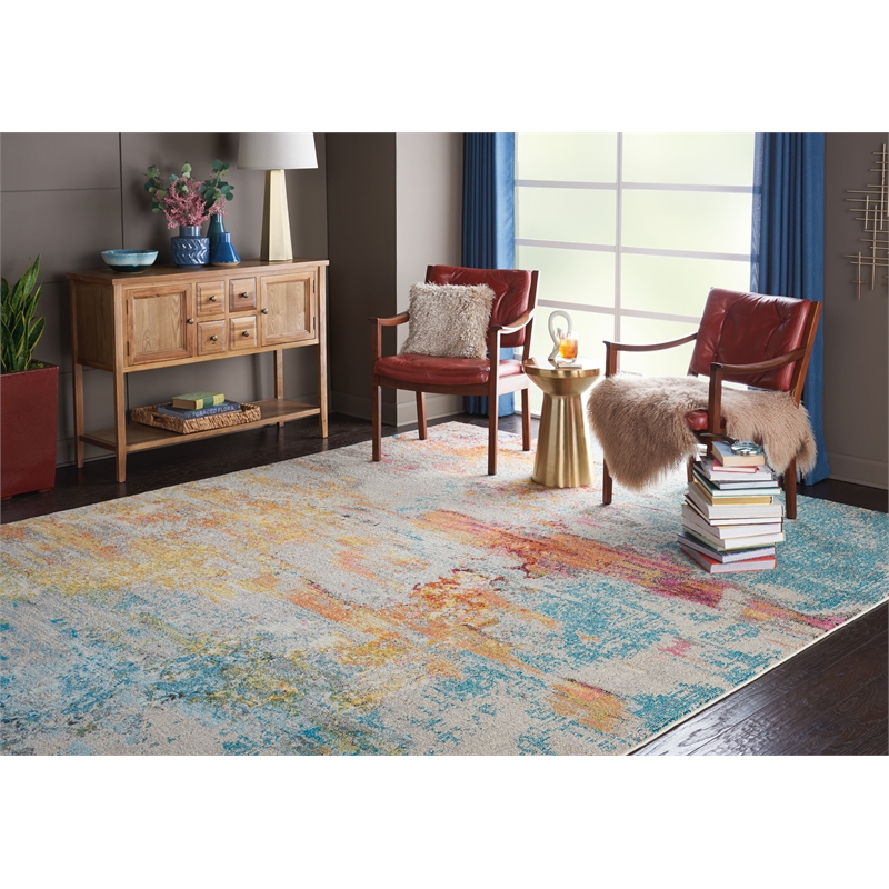Pemberly Row 8' x 11' Multicolor Fabric Modern Area Rug (8' x 11')