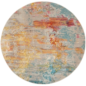 Pemberly Row 8' x Round Multicolor Fabric Modern Area Rug (8' Round)