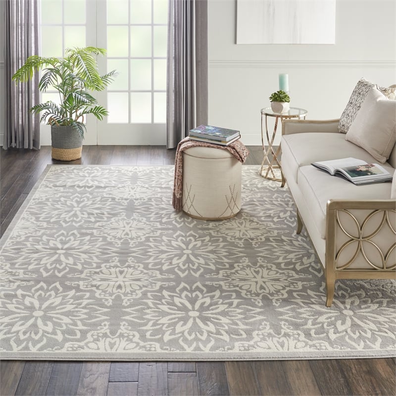 Pemberly Row 8' x 10' Gray Fabric Farmhouse Area Rug (8' x 10')