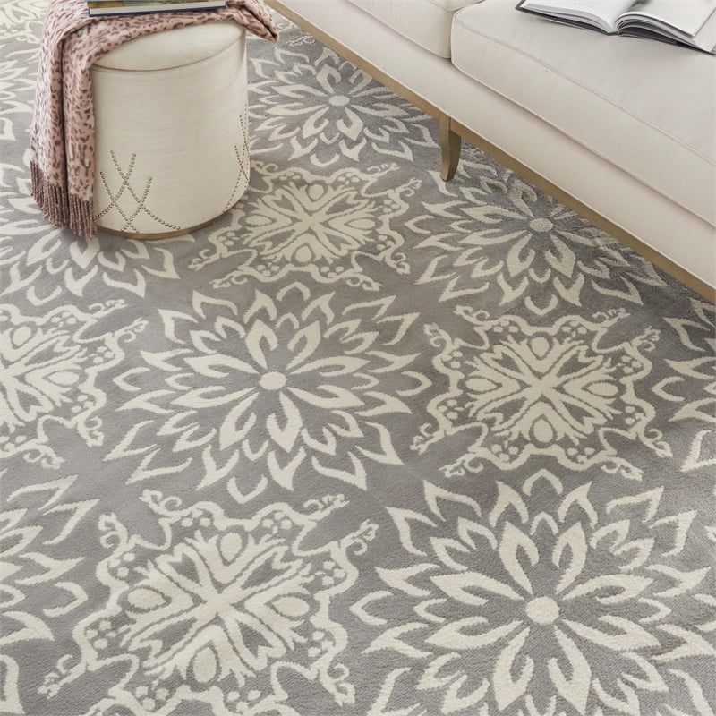 Pemberly Row 8' x 10' Gray Fabric Farmhouse Area Rug (8' x 10')