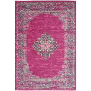 Pemberly Row Modern 9' x 12' Pink Fabric Bohemian Indoor Area Rug