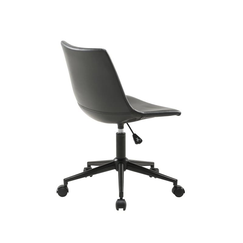 Pemberly Row Modern / Contemporary Task Chair in Black Faux Leather