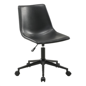 Pemberly Row Modern / Contemporary Task Chair in Black Faux Leather