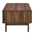 Pemberly Row Wood Coffee Table with Sliding Door in Walnut Finish