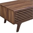 Pemberly Row Wood Coffee Table with Sliding Door in Walnut Finish