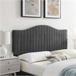 Pemberly Row Channel Tufted Performance Velvet Twin Headboard in Charcoal