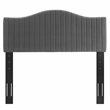 Pemberly Row Channel Tufted Performance Velvet Twin Headboard in Charcoal