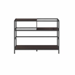 Pemberly Row Modern Wood Record Storage Console in Black/Brown