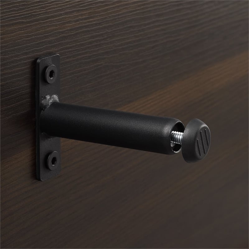 Pemberly Row Modern Wood Record Storage Console in Black/Brown