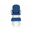 Pemberly Row Wood and Fabric Glider and Ottoman in White and Navy