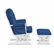 Pemberly Row Wood and Fabric Glider and Ottoman in White and Navy