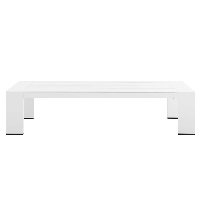Pemberly Row Modern Powder-Coated Aluminum Outdoor Patio Coffee Table in White