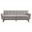Pemberly Row Modern Tufted Back Textured Fabric Sofa in Light Gray