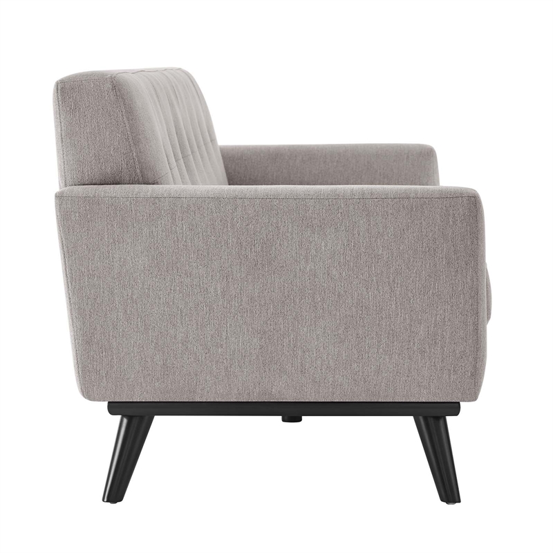 Pemberly Row Modern Tufted Back Textured Fabric Sofa in Light Gray