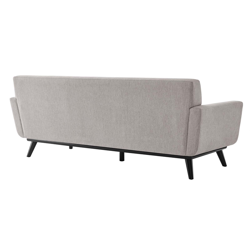Pemberly Row Modern Tufted Back Textured Fabric Sofa in Light Gray