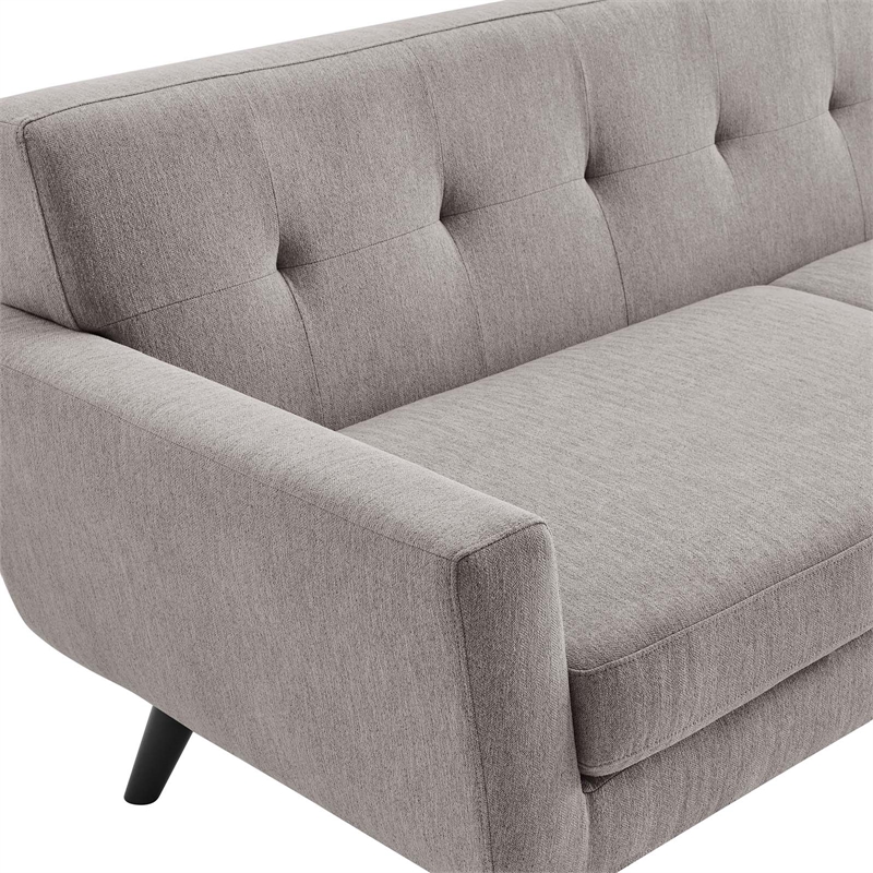Pemberly Row Modern Tufted Back Textured Fabric Sofa in Light Gray