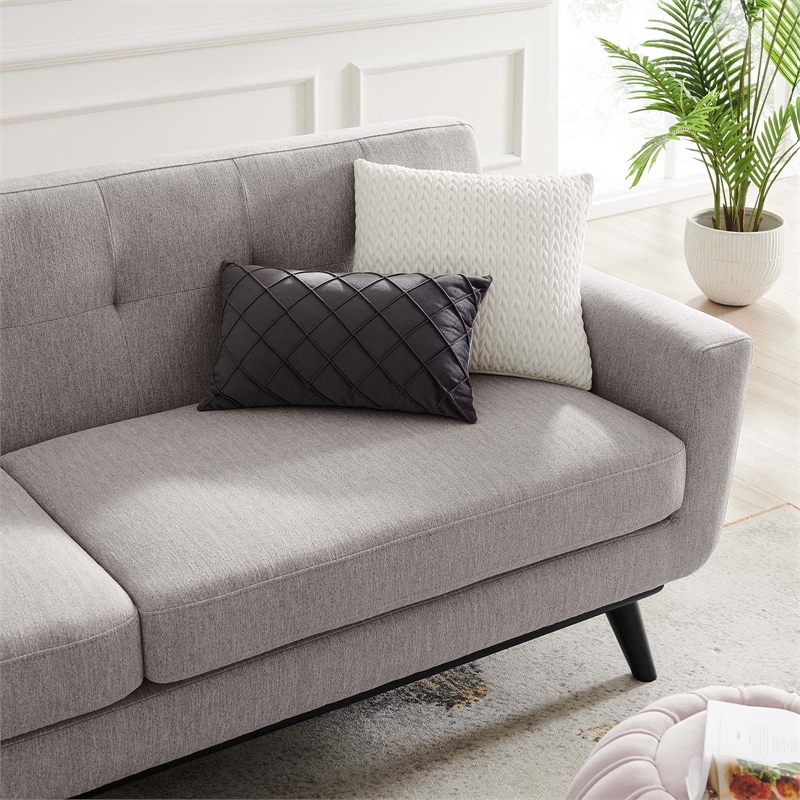 Pemberly Row Modern Tufted Back Textured Fabric Sofa in Light Gray