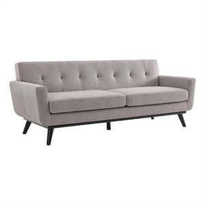 Pemberly Row Modern Tufted Back Textured Fabric Sofa in Light Gray