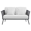 Pemberly Row Aluminum & Fabric Patio Loveseat in Gra & White
