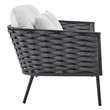 Pemberly Row Aluminum & Fabric Patio Loveseat in Gra & White