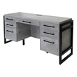 Pemberly Row Modern Wood Laminate Office Desk Fully Assembled Concrete Gray