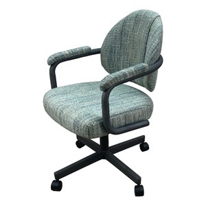 Pemberly Row Contemporary Swivel Metal Caster Dining Chair in Gray