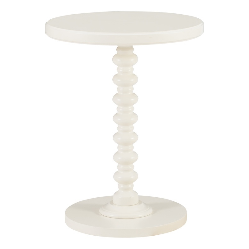 Pemberly Row Contemporary Wood Spindle Side Table in Off White