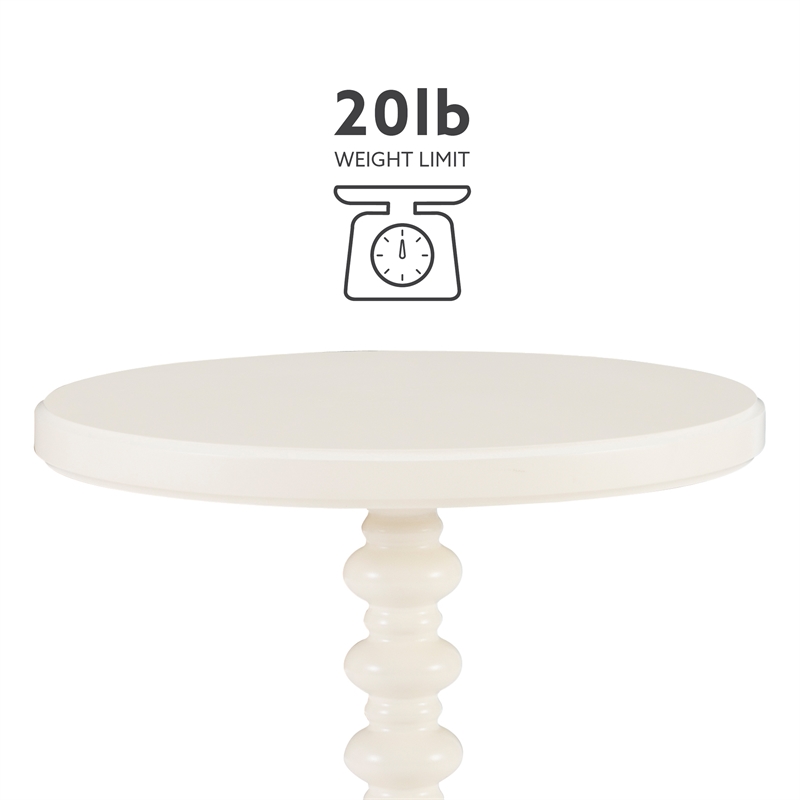 Pemberly Row Contemporary Wood Spindle Side Table in Off White