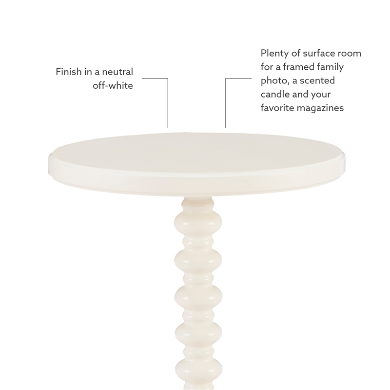 Pemberly Row Contemporary Wood Spindle Side Table in Off White