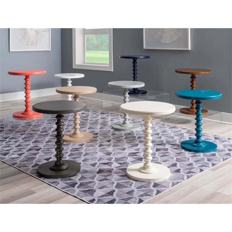 Pemberly Row Contemporary Wood Spindle Side Table in Teal Blue