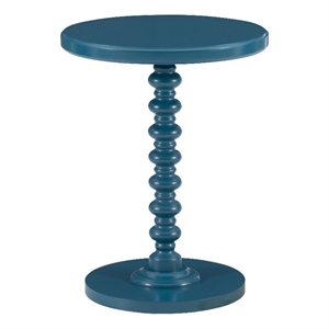 Pemberly Row Contemporary Wood Spindle Side Table in Teal Blue