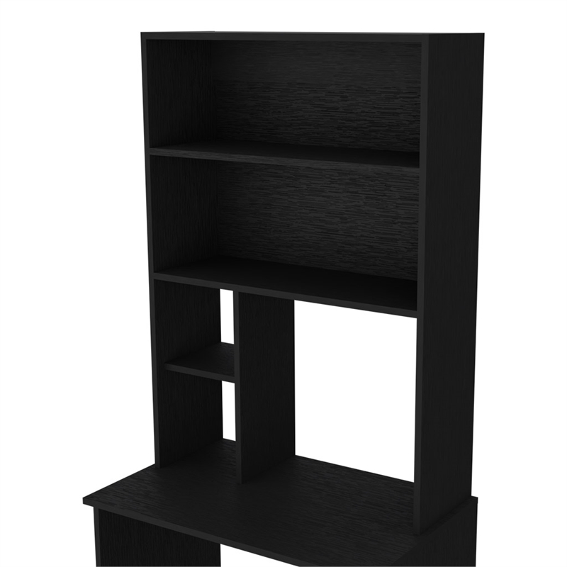 Pemberly Row Modern Computer desk with Hutch Engineered Wood Black