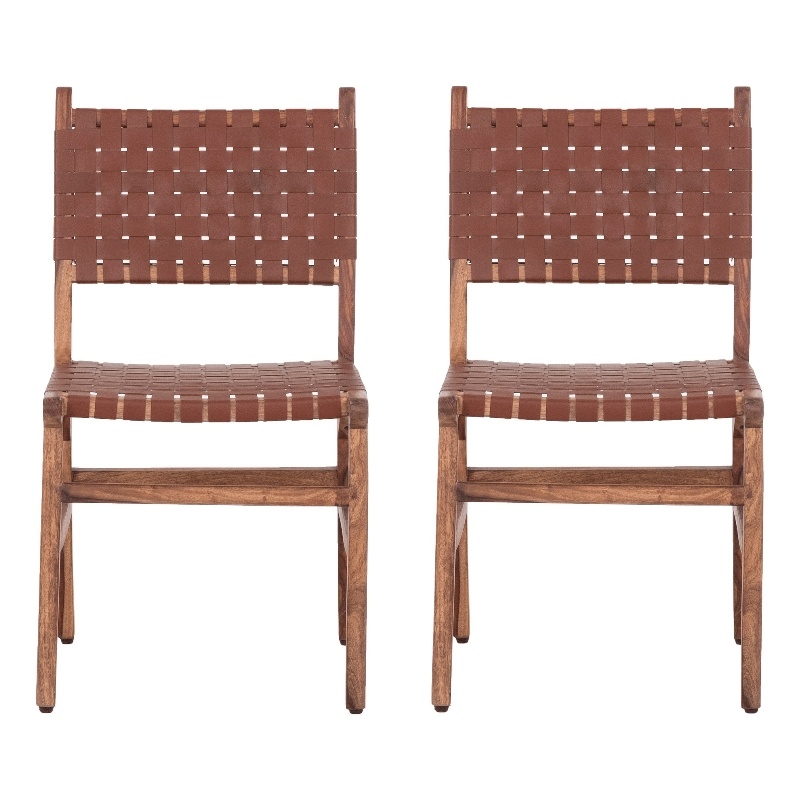 Pemberly Row Contemporary Wood Dining Chairs in Brown (Set of 2)