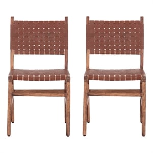 Pemberly Row Contemporary Wood Dining Chairs in Brown (Set of 2)