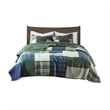 Pemberly Row Contemporary Oversized Cotton Quilt Set in Green