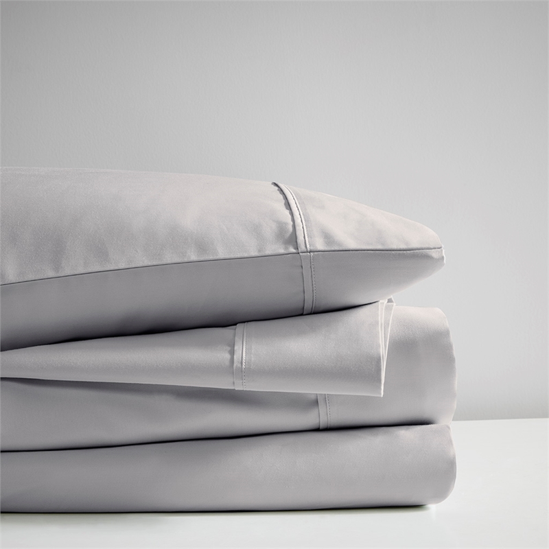 Pemberly Row 600 Thread Count Cooling Cotton Blend 4 PC Sheet Set in Gray