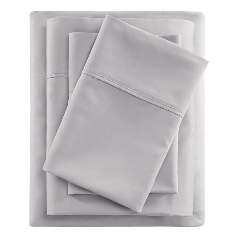 Pemberly Row 600 Thread Count Cooling Cotton Blend 4 PC Sheet Set in Gray